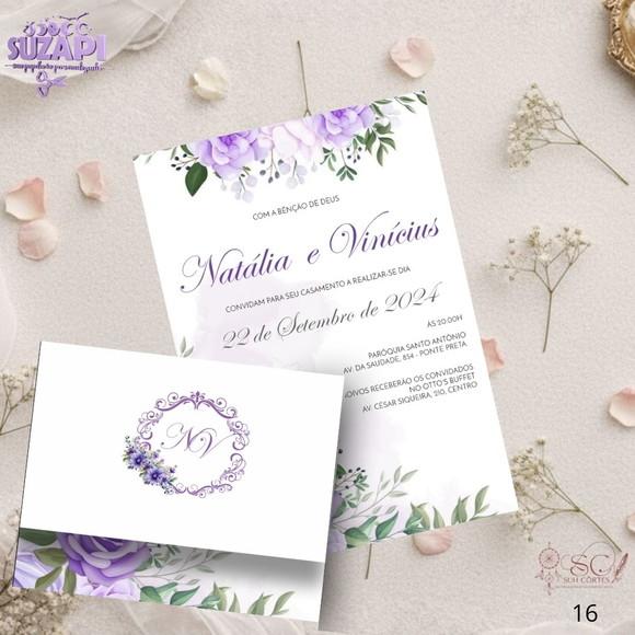 Convite de Casamento Lilás / Roxo Tam A5