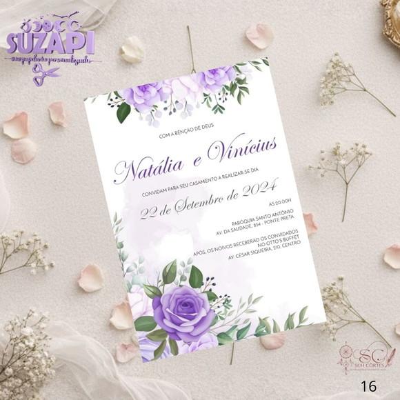 Convite de Casamento Lilás / Roxo Tam A5