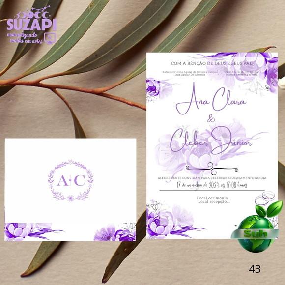 Convite de Casamento Lilás Lavanda