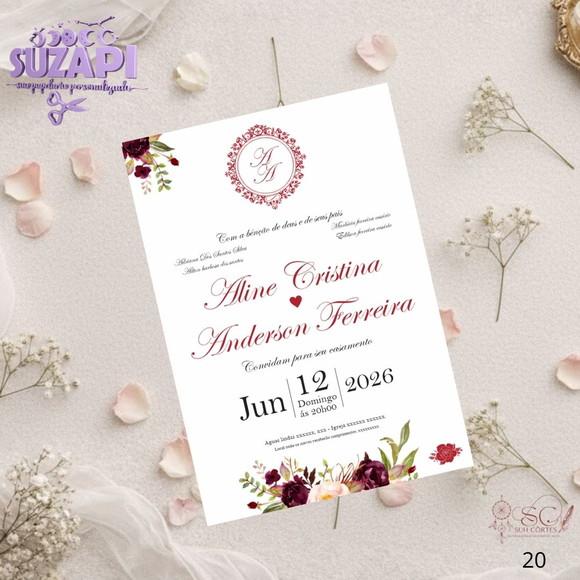 Convite de Casamento Marsala 2 Tam A5