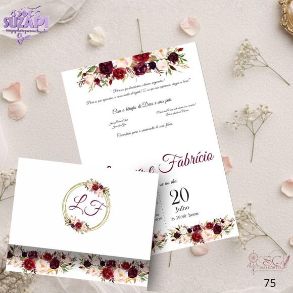 Convite de Casamento Marsala 5 Tam A5