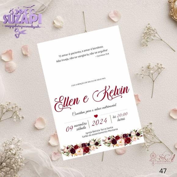 Convite de Casamento Marsala 5 Tam A5