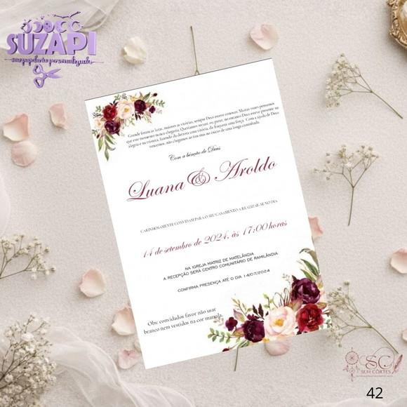 Convite de Casamento Marsala Cantoneira Tam A5