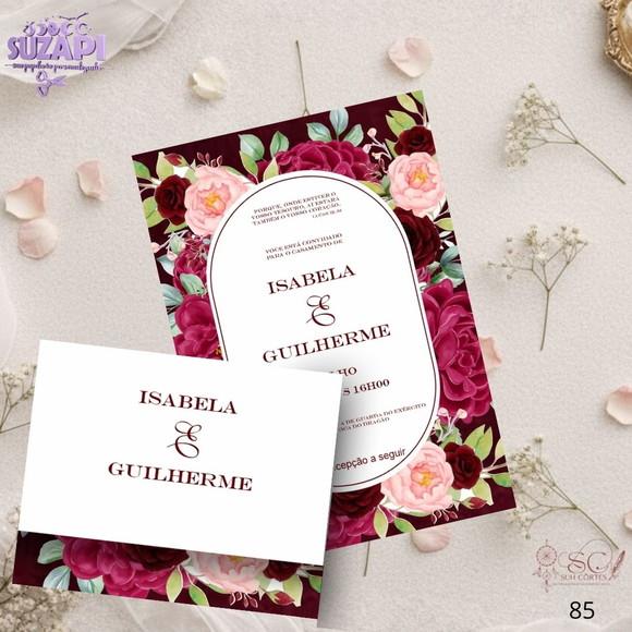 Convite de Casamento Marsala Floral Tam A5