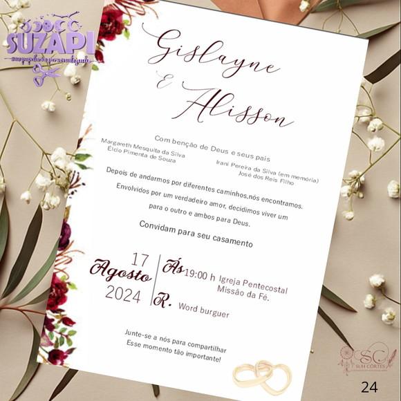 Convite de Casamento Marsala Exclusivo