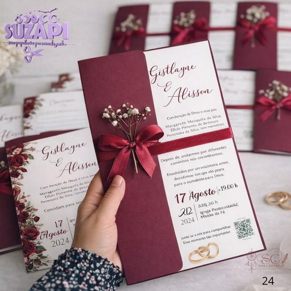 Convite de Casamento Marsala Exclusivo