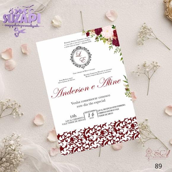 Convite de Casamento Marsala Ornamental Tam A5