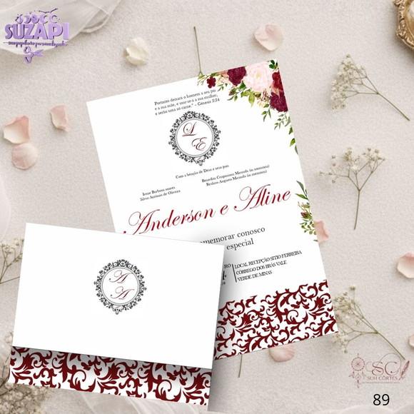 Convite de Casamento Marsala Ornamental Tam A5