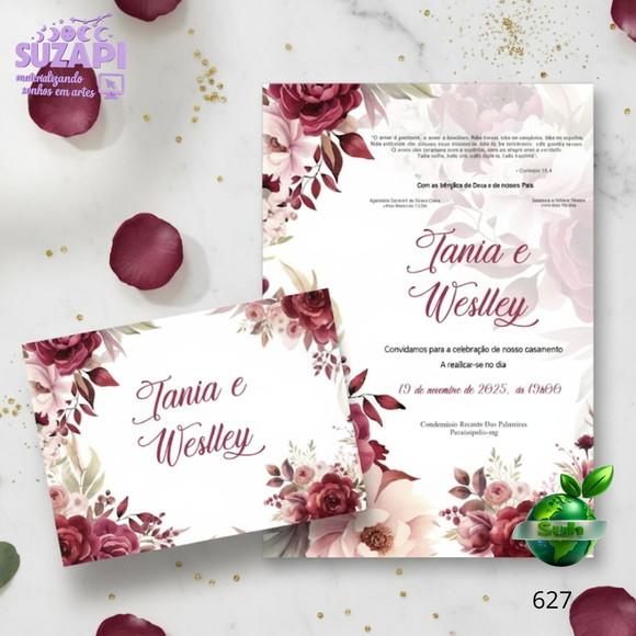 Convite de Casamento Marsala/vinho Barato