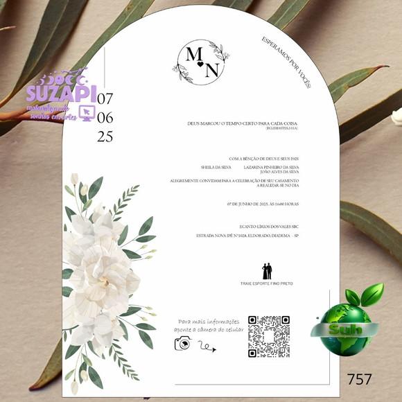 Convite de Casamento Minimalista Verde Oliva