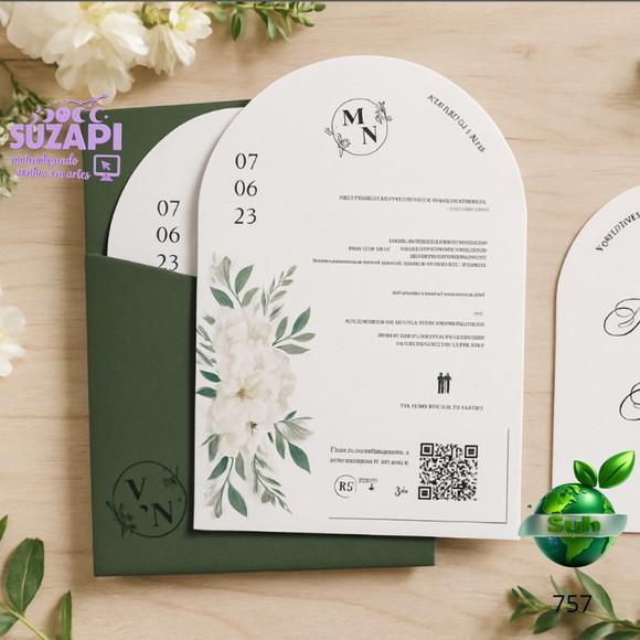 Convite de Casamento Minimalista Verde Oliva
