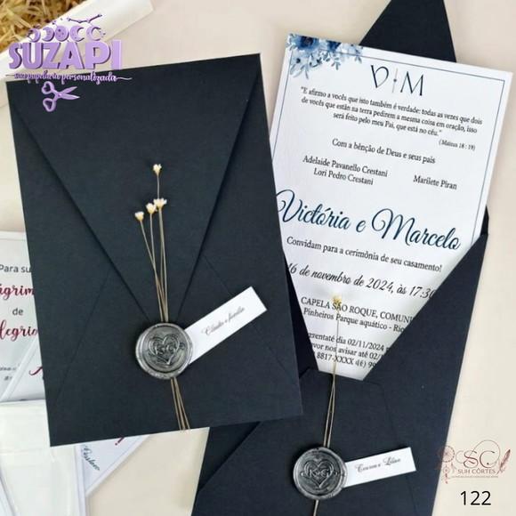 Convite de Casamento Preto A5 Exclusivo