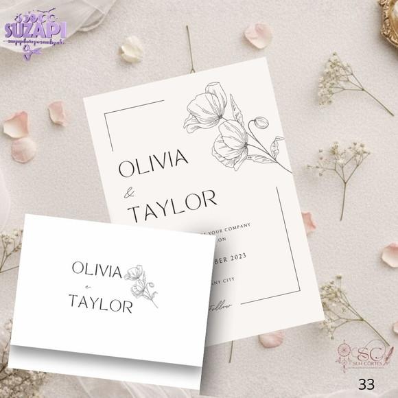 Convite de Casamento Preto e Branco Minimalista 2 Tam A5