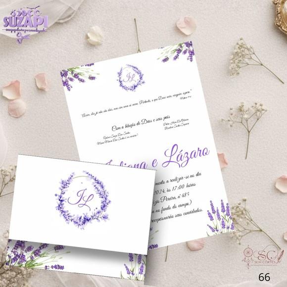 Convite de Casamento Ramos Lavanda Lilás Tam A5