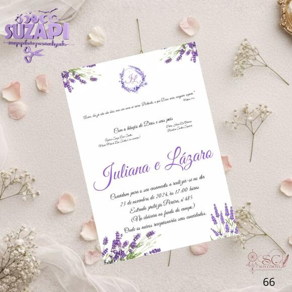 Convite de Casamento Ramos Lavanda Lilás Tam A5