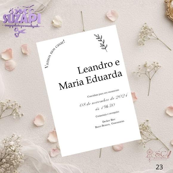 Convite de Casamento Preto e Branco Minimalista Tam A5