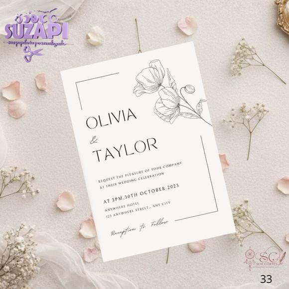 Convite de Casamento Preto e Branco Minimalista 2 Tam A5
