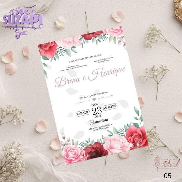 Convite de Casamento Rosa / Rose Tam A5