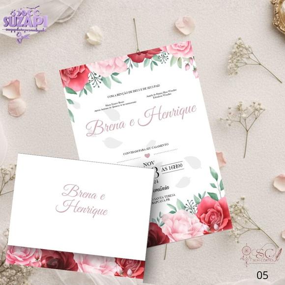 Convite de Casamento Rosa / Rose Tam A5