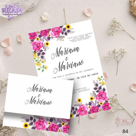 Convite de Casamento Rosa com Amarelo Tam A5