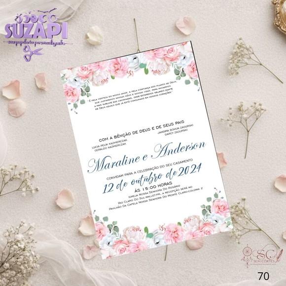 Convite de Casamento Rosa Bebê Tam A5