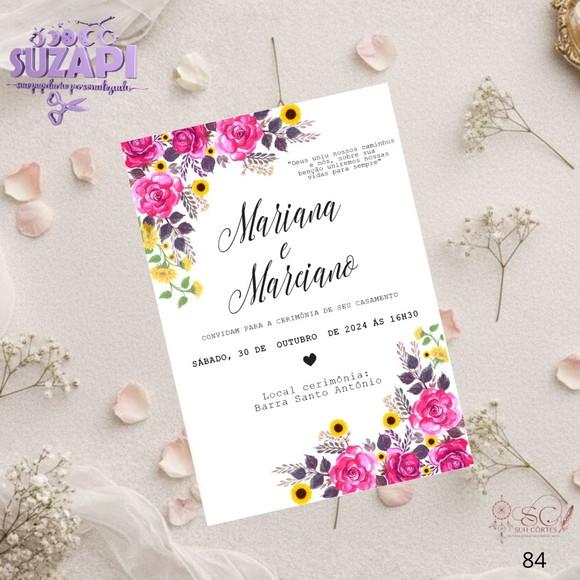 Convite de Casamento Rosa com Amarelo Tam A5