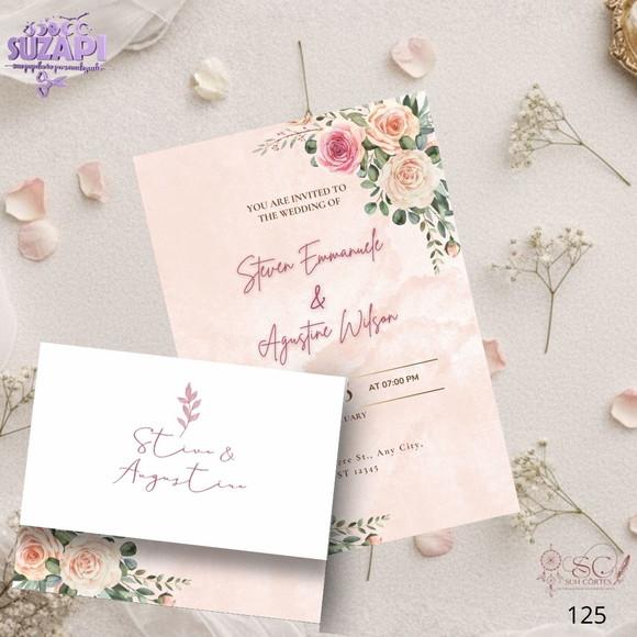 Convite de Casamento Salmão Floral Tam A5