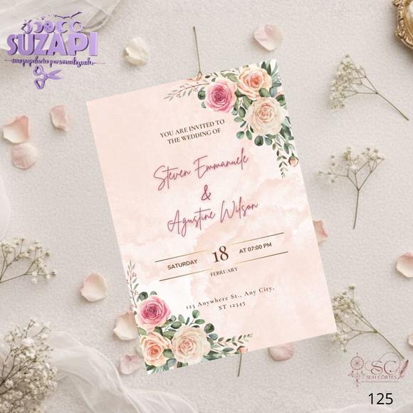 Convite de Casamento Salmão Floral Tam A5