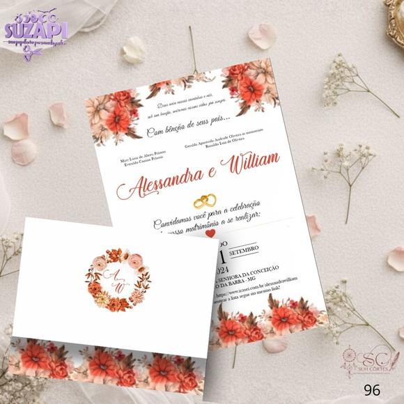 Convite de Casamento Terracota Floral Tam A5