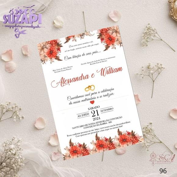Convite de Casamento Terracota Floral Tam A5