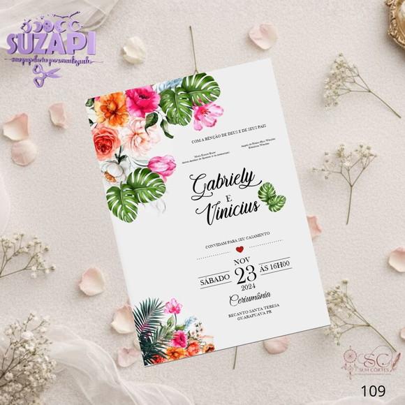 Convite de Casamento Tropical Tam A5