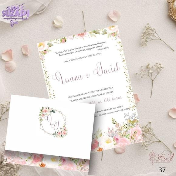 Convite de Casamento Tons Patéis Rosa Tam A5