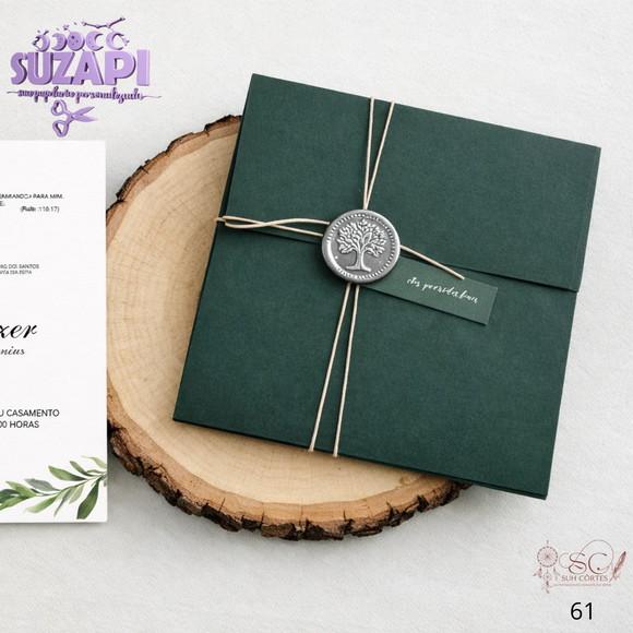 Convite de Casamento Verde Musgo Exclusivo