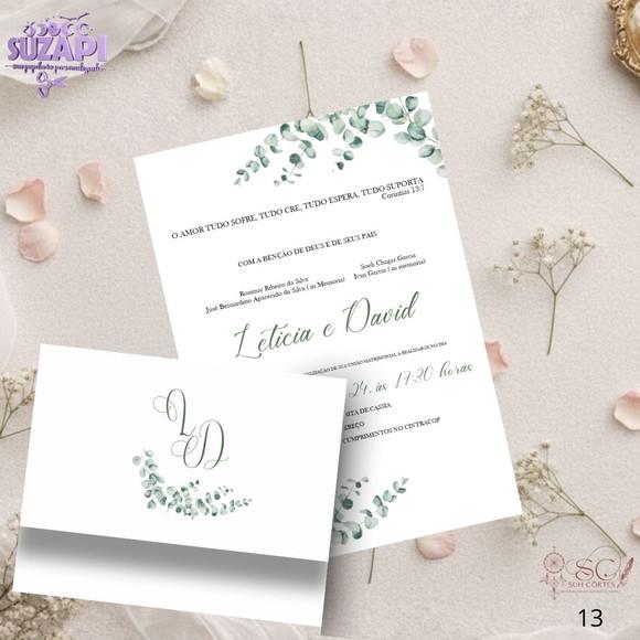 Convite de Casamento Verde Claro Tam A5