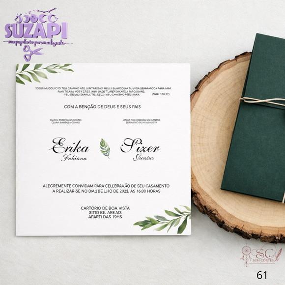 Convite de Casamento Verde Musgo Exclusivo