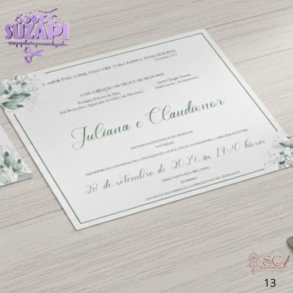 Convite de Casamento Verde Oliva A4 com Lacinho