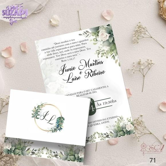 Convite de Casamento Verde Oliva c Brasão Tam A5