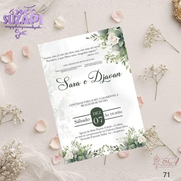 Convite de Casamento Verde Oliva c Iniciais Tam A5