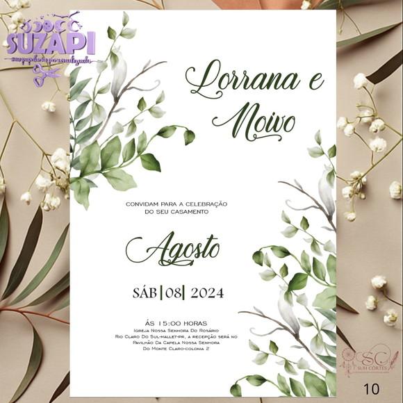 Convite de Casamento Verde Oliva Exclusivo