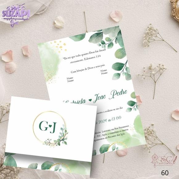 Convite de Casamento Verde Olivia Folhinha Tam A5