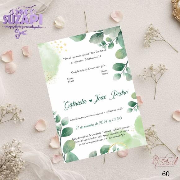 Convite de Casamento Verde Olivia Folhinha Tam A5