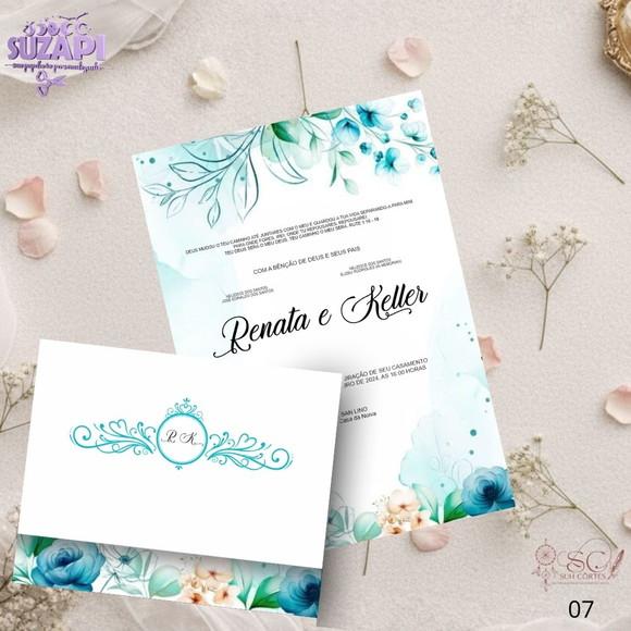 Convite de Casamento Verde Tifanny Tam A5