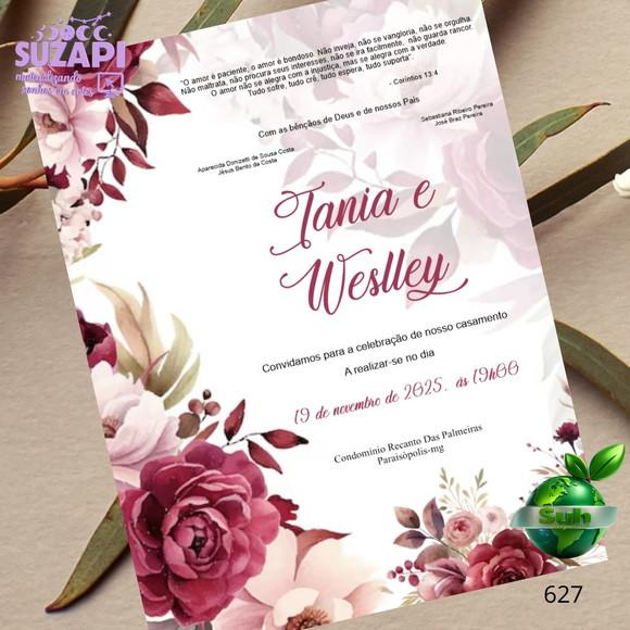 Convite de Casamento Vinho/marsala C/lacre de Cera