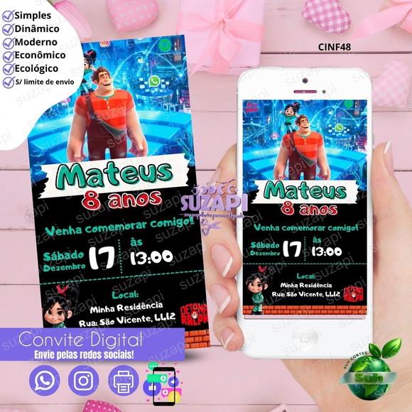 Convite Detona Ralph Digital Virtual Whatsapp