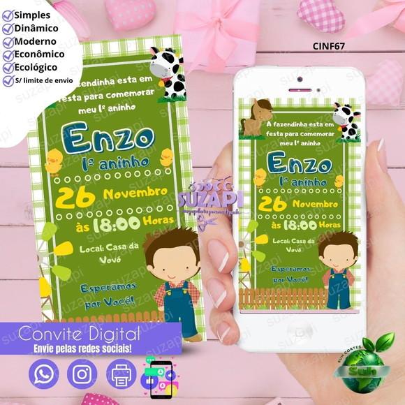 Convite Fazendinha 2 Digital Virtual Whatsapp