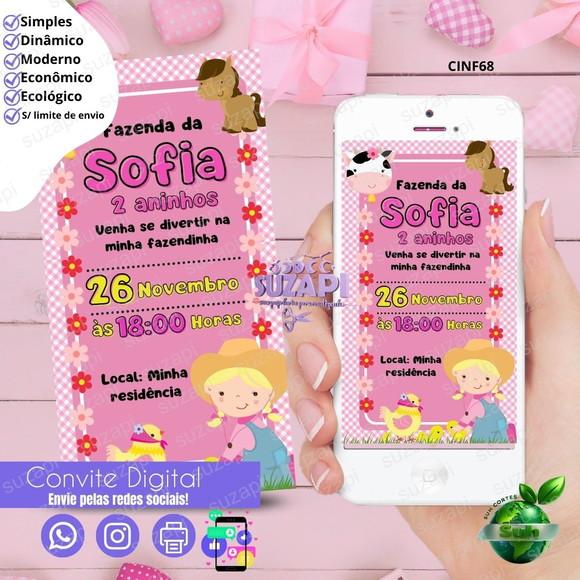 Convite Fazendinha 3 Digital Virtual Whatsapp