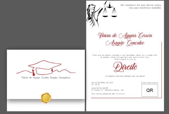 Convite Formatura de Direito (com Lacre de Cera) Cd 01