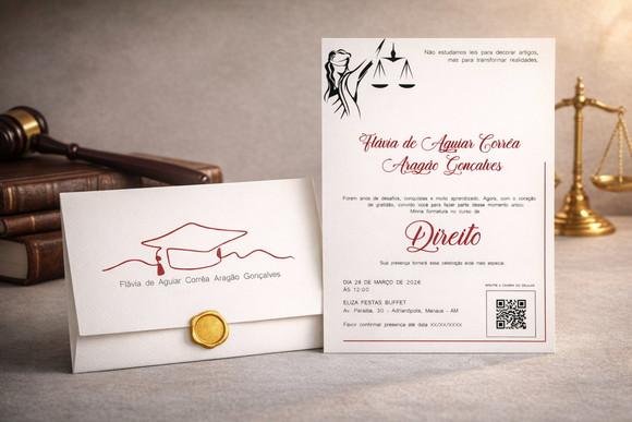 Convite Formatura de Direito (com Lacre de Cera) Cd 01