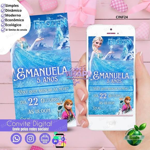 Convite Frozen Elza Digital Virtual Whatsapp