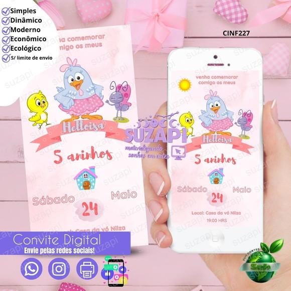 Convite Galinha Pintadinha Digital Virtual Whatsapp